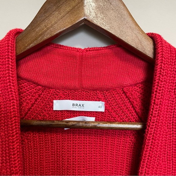 Brax Vibrant Red Cable Knit Women's Cardigan Size 40 or Large - Picture 2 of 14